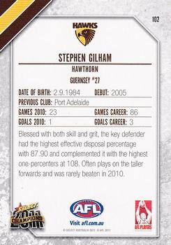 2011 Select AFL Champions #102 Stephen Gilham Back